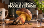 Lanmaoa asiatica in primo piano con piccole figure umane integrate nella percezione di un ambiente domestico
